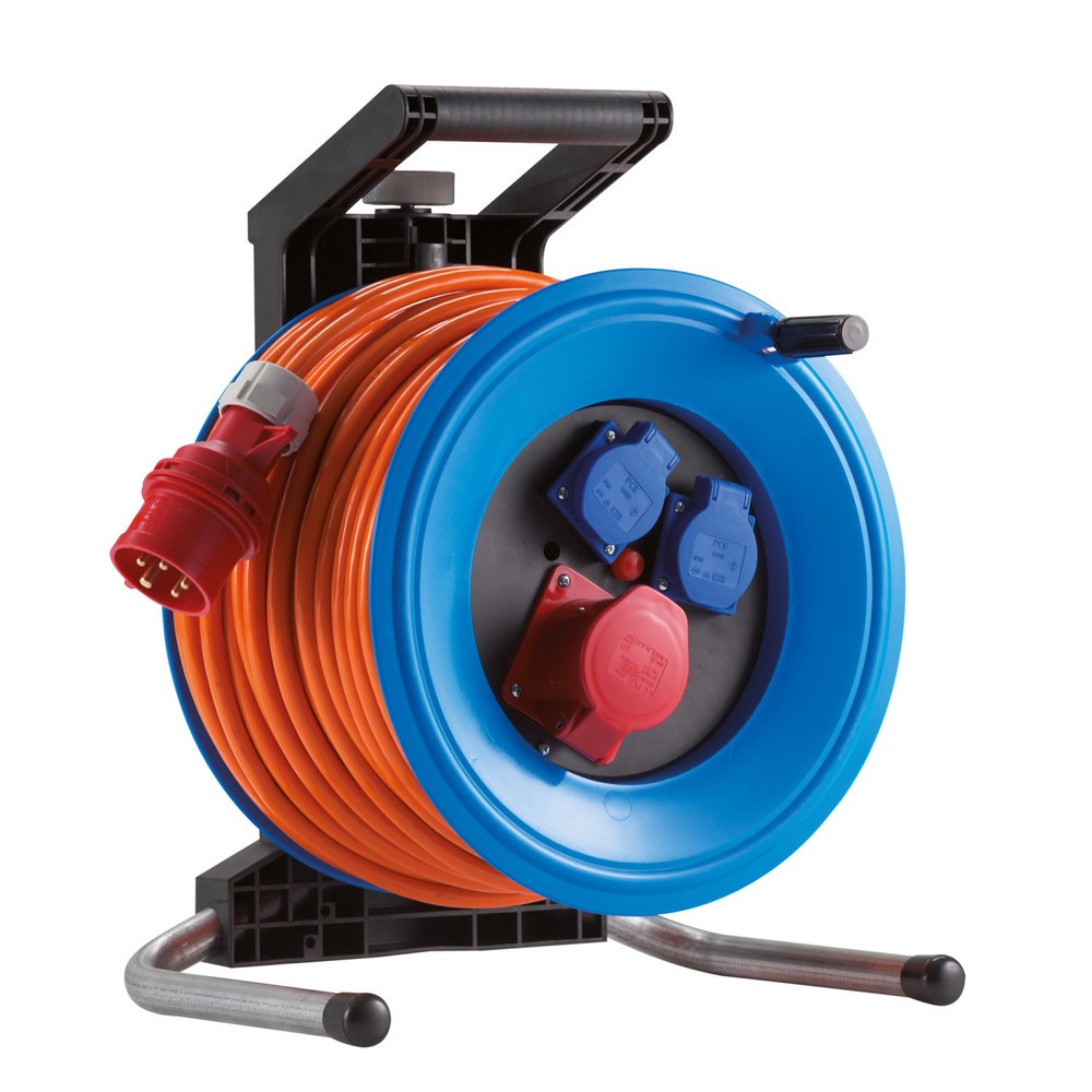 Produktabbildung: HEDI Kabeltrommel Professional Plus 320, H07BQ-F 5G2,5, IP44, 33 m, 1x CEE- u. 2x Schuko-Steckdose