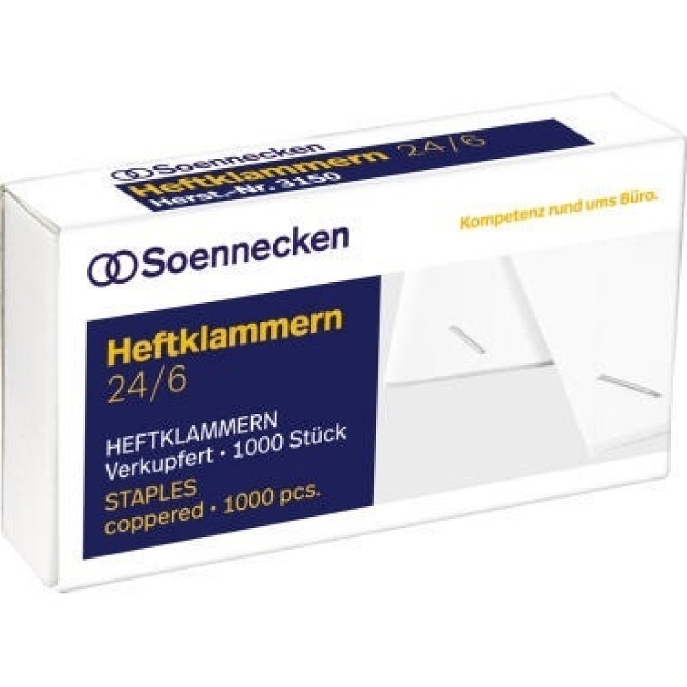 Produktabbildung: Soennecken Heftklammern 3150 24/6 verkupfert 1.000 St./Pack.