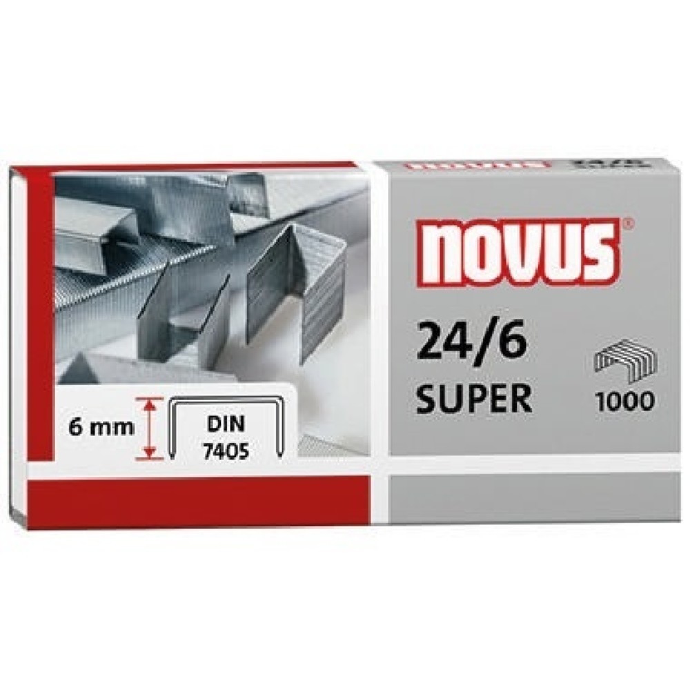 Produktabbildung: NOVUS Heftklammer 040-0026 24/6 Super verzinkt 1.000 St./Pack.