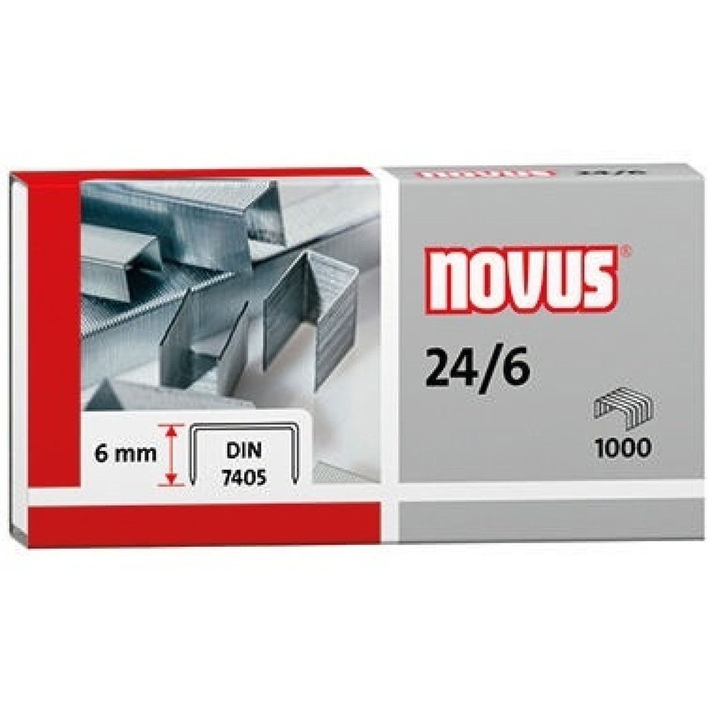 Produktabbildung: NOVUS Heftklammer 24/6 040-0158 verzinkt 1.000 St./Pack.