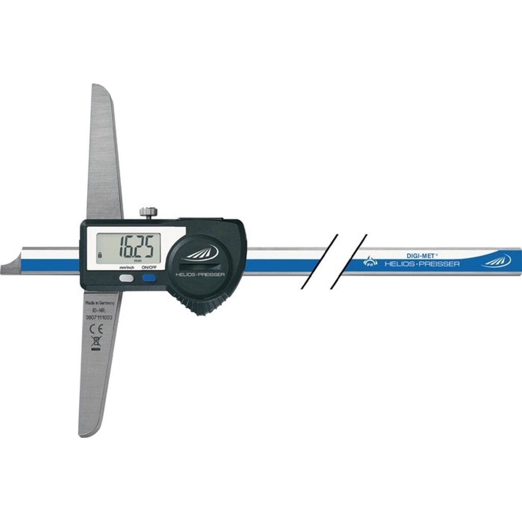 Produktabbildung: HELIOS PREISSER Tiefenmessschieber DIN 862 DIGI-MET® IP67, Datenausgang, 200 mm, gerade Messschiene