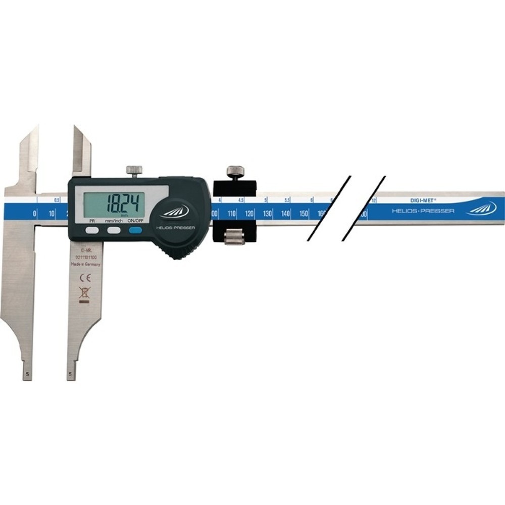 Produktabbildung: HELIOS PREISSER Werkstattmessschieber DIN 862 DIGI MET®, digital, 300 mm, mit Messerspitzen und Feineinstellung