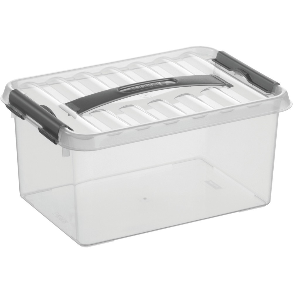 Produktabbildung Nr. 1: helit Aufbewahrungsbox "the q-line", mit Deckel u. Tragegriff, 6 Liter, transparent