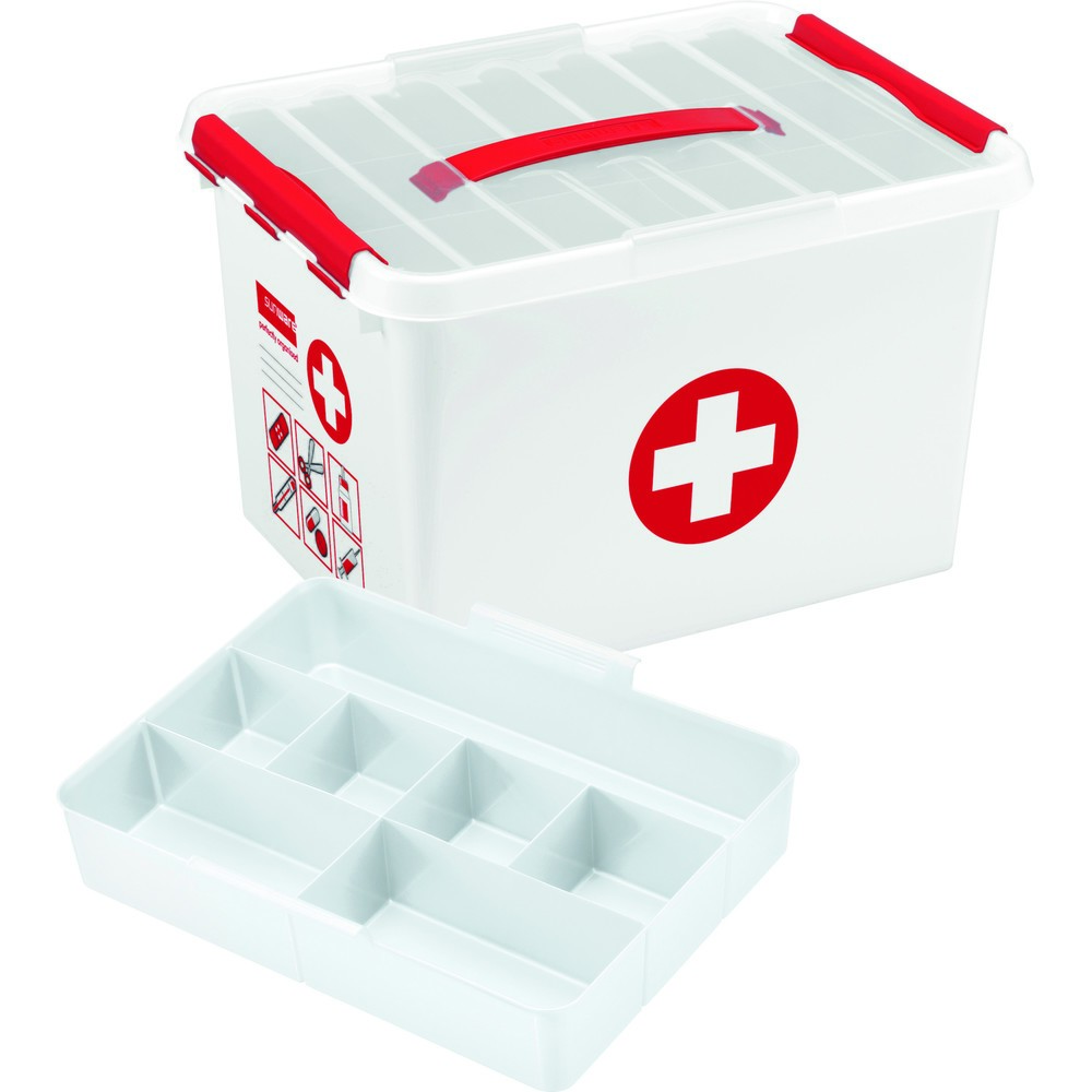 Produktabbildung Nr. 2: helit Aufbewahrungsbox "the q-line", mit Deckel u. Tragegriff, 22 Liter, weiß/rot