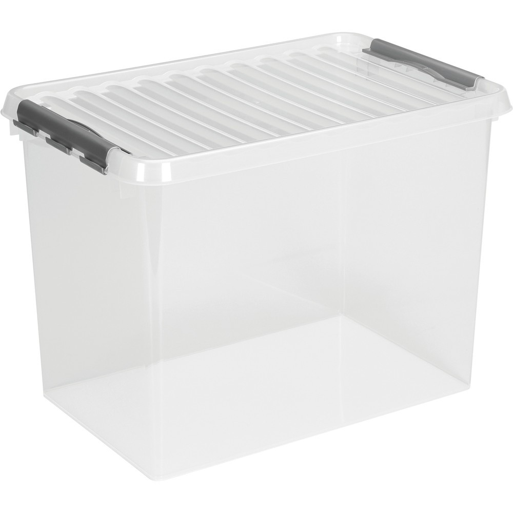 helit Aufbewahrungsbox "the q-line", mit Deckel, 62 Liter, transparent Produktabbildung Nr. 1: helit Aufbewahrungsbox "the q-line", mit Deckel, 62 Liter, transparent