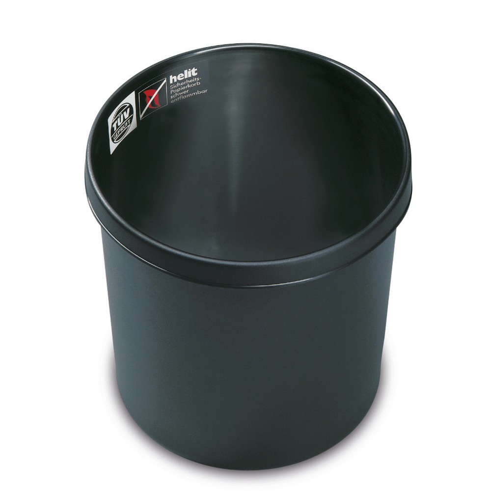 Produktabbildung: helit Papierkorb, schwer entflammbar, 12 Liter, PP