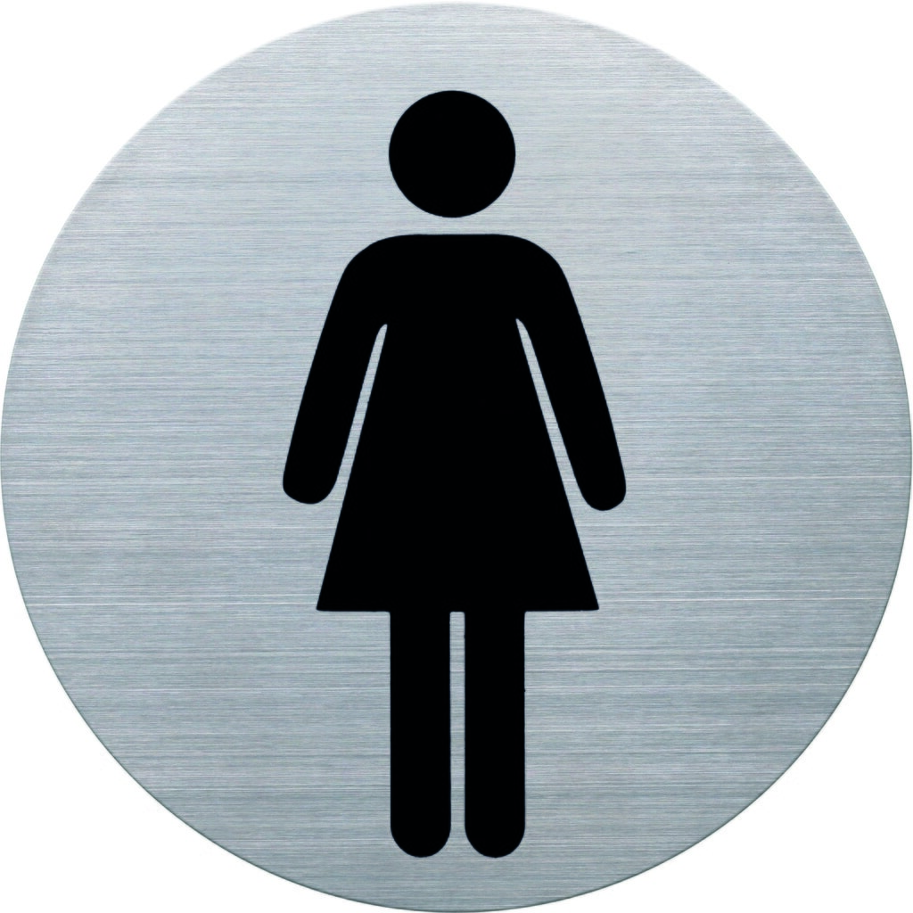 helit Piktogramm Türschild WC Damen "the badge" Edelstahl Produktabbildung: helit Piktogramm Türschild WC Damen "the badge" Edelstahl