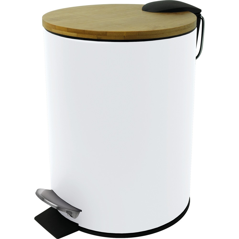 helit Tret-Abfallbehälter "the bamboo“, 3 Liter, weiß Produktabbildung Nr. 1: helit Tret-Abfallbehälter "the bamboo“, 3 Liter, weiß