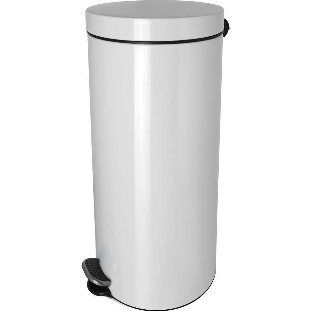 Produktabbildung Nr. 1: helit Tretabfallbehälter "the knight“, 30 Liter, Silberionen-Beschichtung, weiß