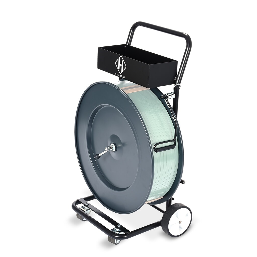 HEMMDAL Abrollwagen für PP/PET-Umreifungsband, ergonomisches 4-Rad-System, Kerndurchmesser 406 mm Produktabbildung: HEMMDAL Abrollwagen für PP/PET-Umreifungsband, ergonomisches 4-Rad-System, Kerndurchmesser 406 mm
