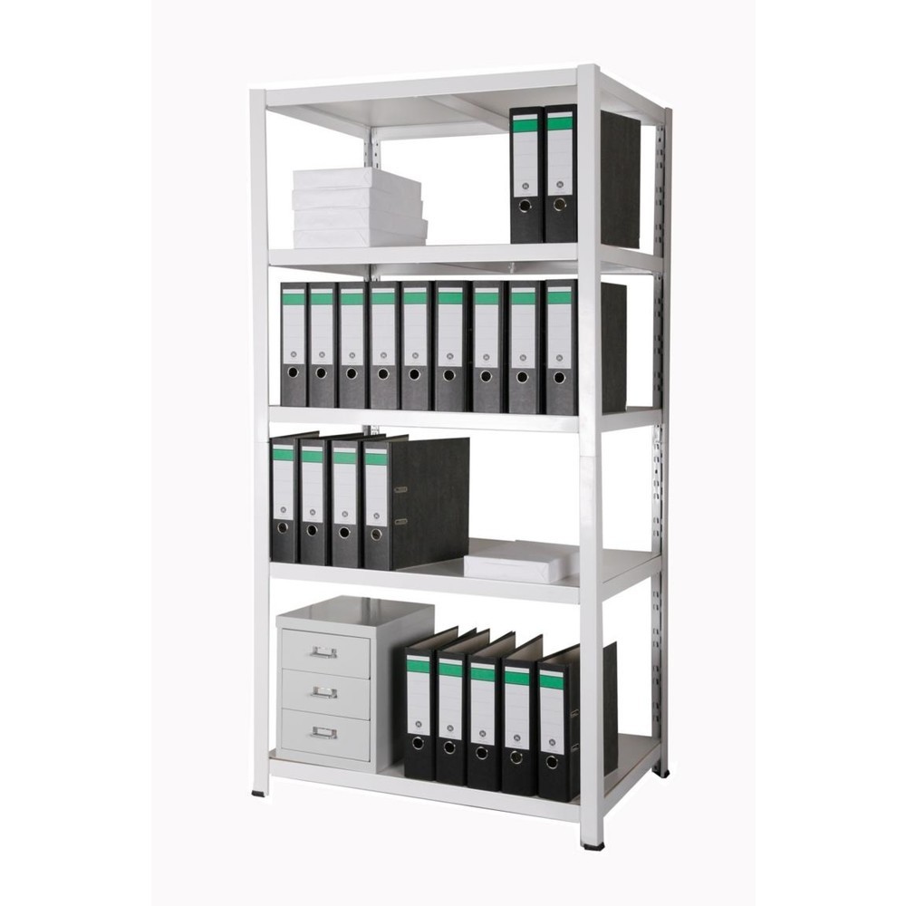 Produktabbildung Nr. 5: HEMMDAL Aktenregal, Stecksystem, HxBxT 1.800 x 900 x 600 mm, 5 HDF-Böden, Fachlast 150 kg, max. 110 Ordner, weiß