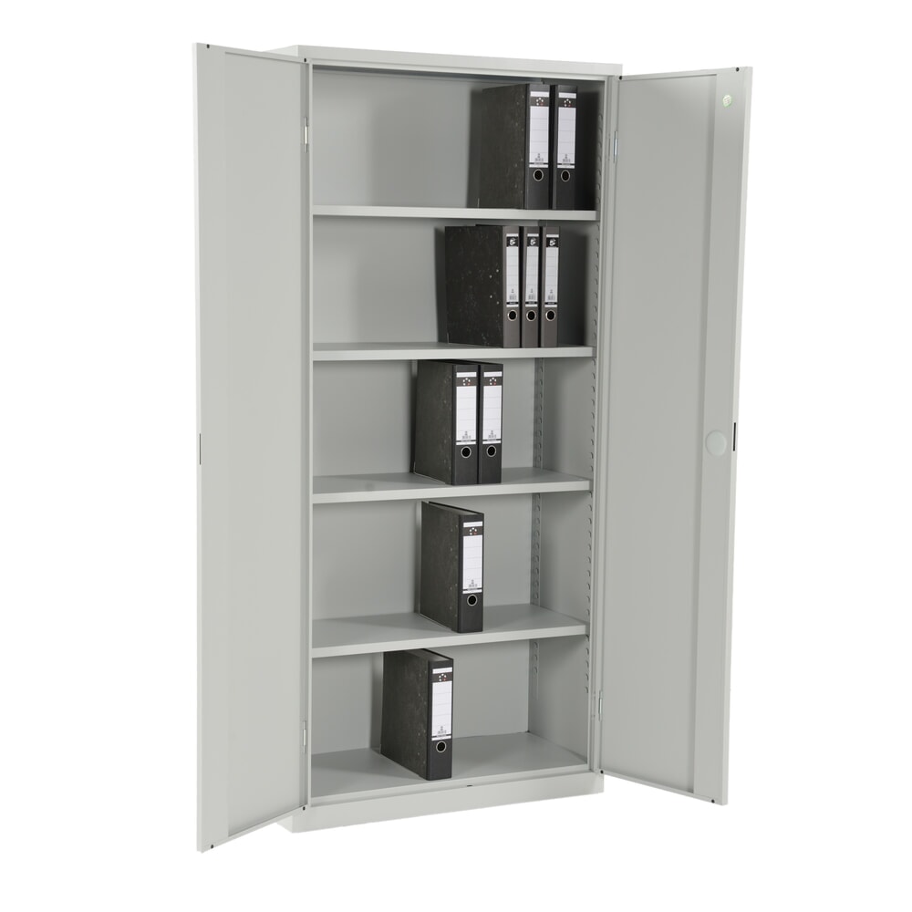 N° de l'image du produit 7 : HEMMDAL Armoire à portes battantes HF-ST, 5 HC, HxlxP 1 950 x 920 x 420 mm, tablettes galvanisées, gris clair