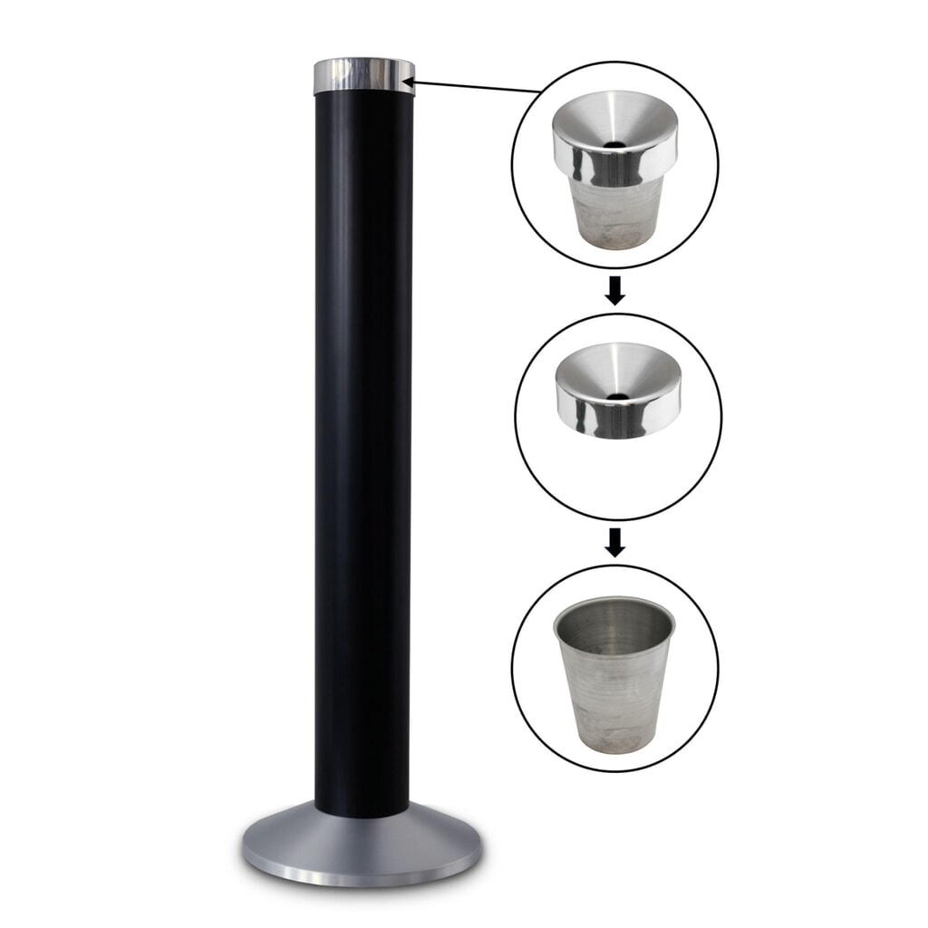 HEMMDAL Aschenbecher-Säule aus Aluminium, schwarz Produktabbildung Nr. 2: HEMMDAL Aschenbecher-Säule aus Aluminium, schwarz