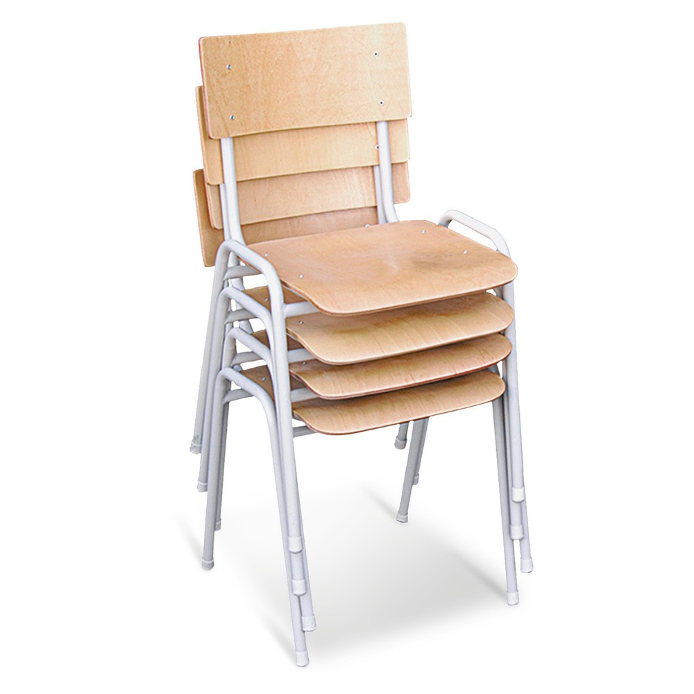 Illustration du produit: HEMMDAL Chaise standard, jeu de 4 chaises, empilables, hêtre clair, bâti noir
