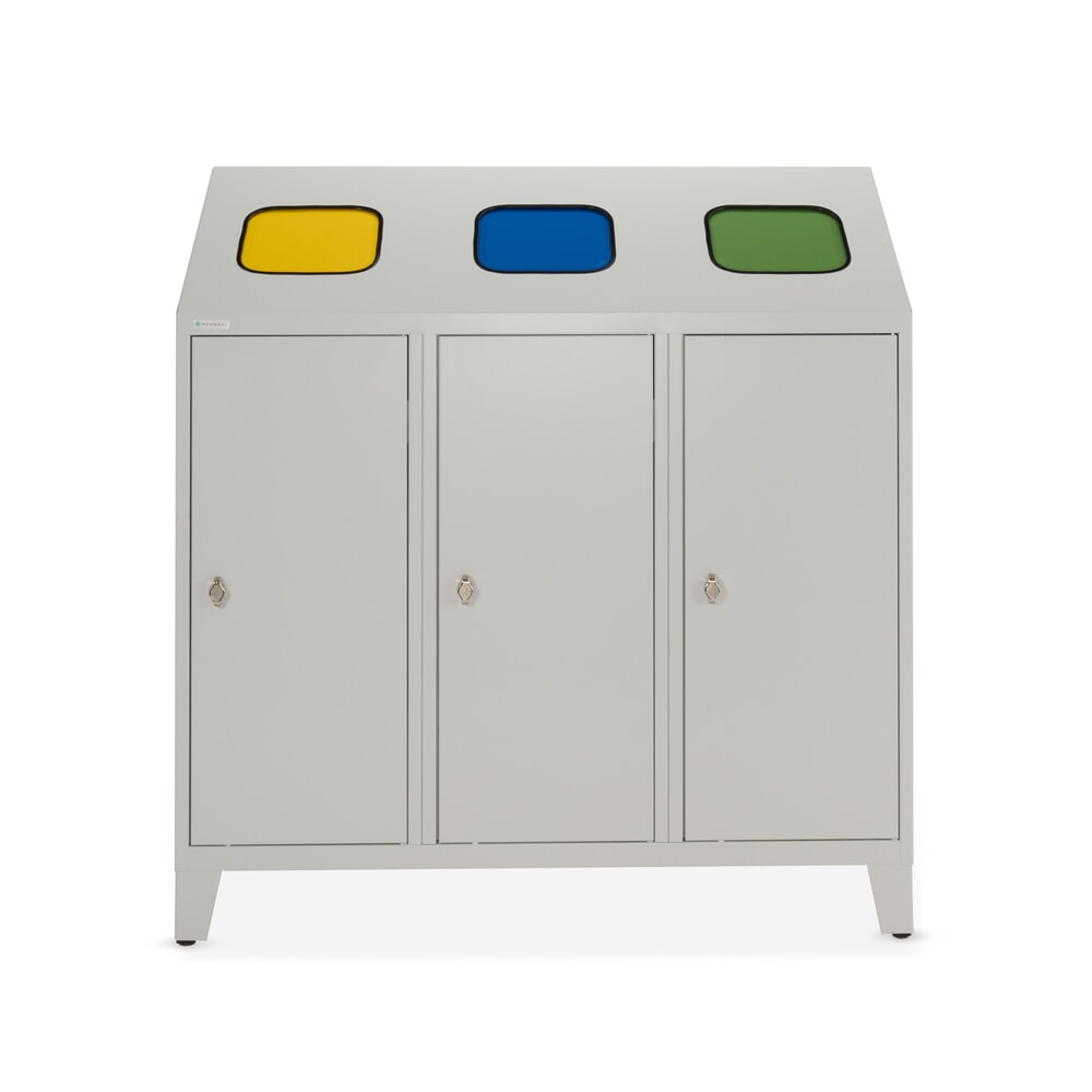 N° de l'image du produit 7 : HEMMDAL Collecteur de déchets de recyclage Trio, avec 3 conteneurs intérieurs, 120 litres chacun