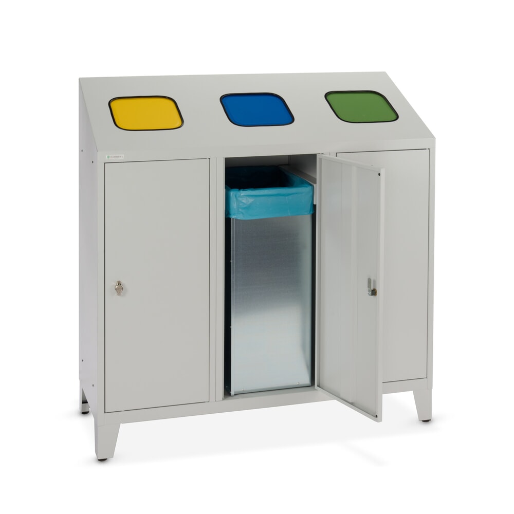N° de l'image du produit 9 : HEMMDAL Collecteur de déchets de recyclage Trio, avec 3 conteneurs intérieurs, 120 litres chacun