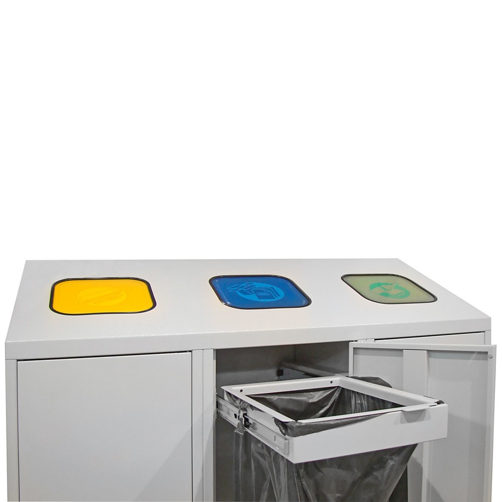 N° de l'image du produit 2 : HEMMDAL Collecteur de déchets de recyclage Trio, avec 3 supports de sacs, 120 litres chacun