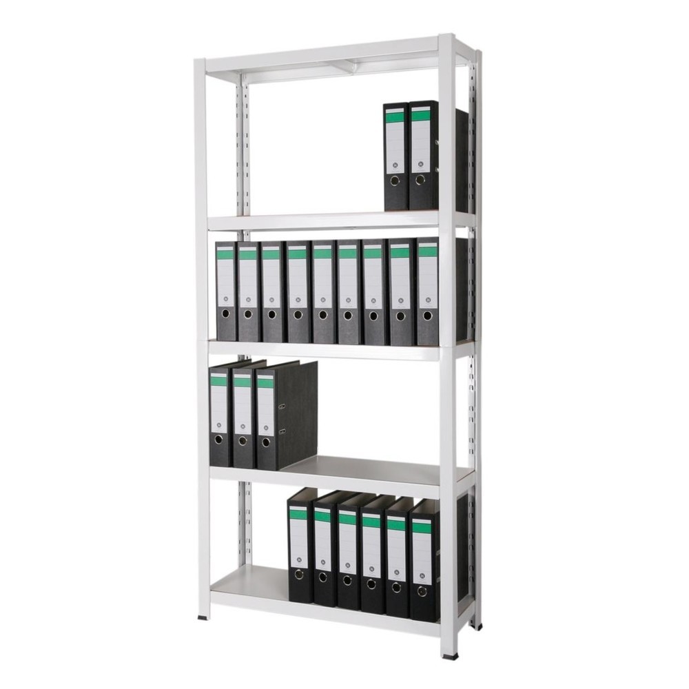 N° de l'image du produit 2 : HEMMDAL Étagère à dossiers, système enfichable, HxlxP 1 800 x 900 x 300 mm, 5 tablettes HDF, charge par tablette 150 kg, 55 classeurs max., blanc.