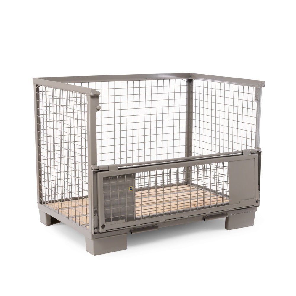 Product afbeelding: HEMMDAL  Euro-gitterbox met dubbele voorwandklep, hxbxd 970 x 1.240 x 835 mm, steengrijs