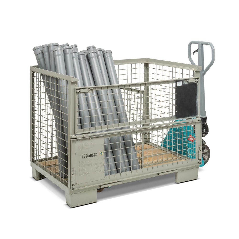 Productafbeelding nr. 5: HEMMDAL  Euro-gitterbox met dubbele voorwandklep, hxbxd 970 x 1.240 x 835 mm, steengrijs