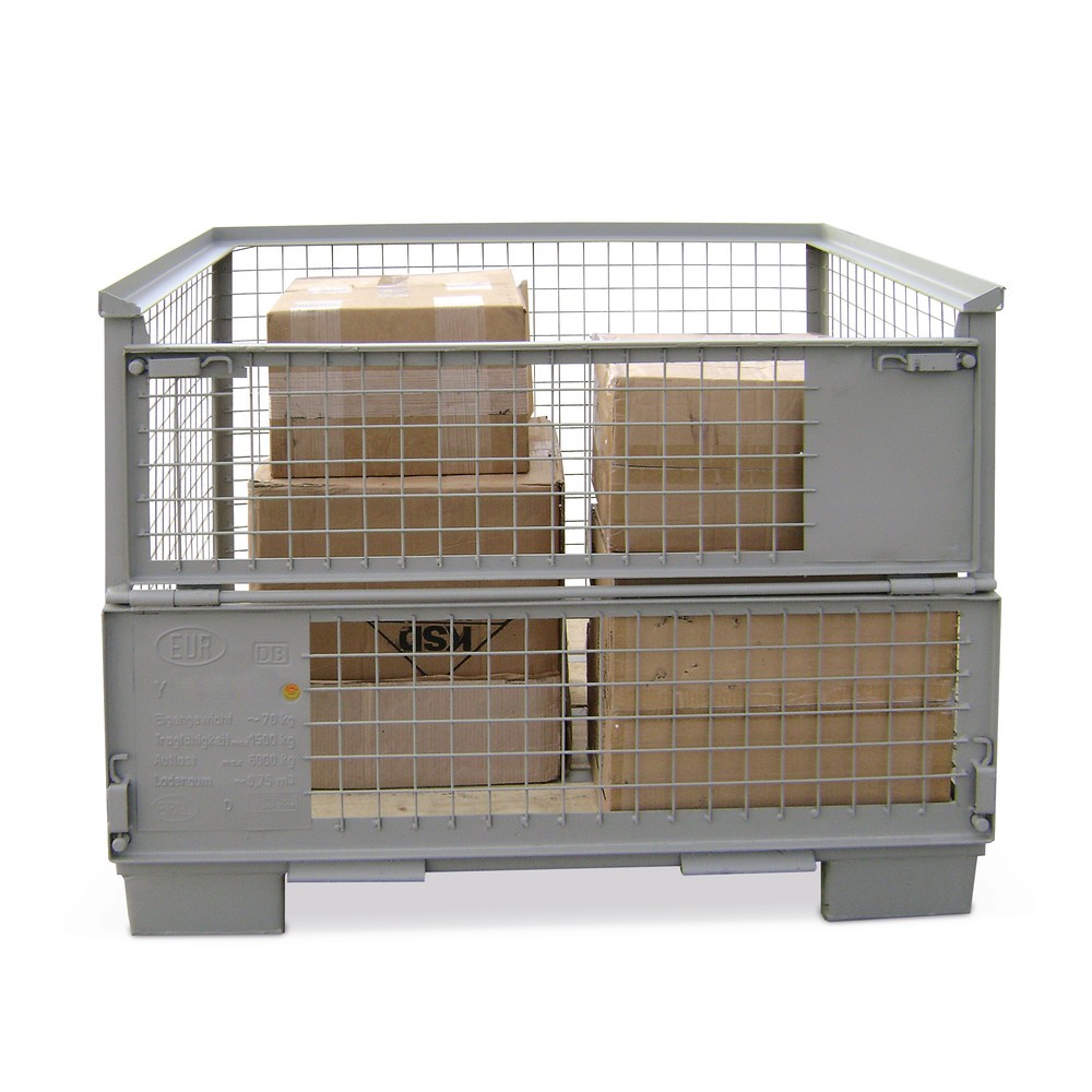 Productafbeelding nr. 3: HEMMDAL  Euro-gitterbox met dubbele voorwandklep, hxbxd 970 x 1.240 x 835 mm, steengrijs