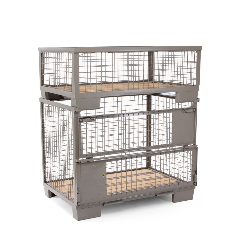Produktabbildung Nr. 9: HEMMDAL Euro-Gitterbox mit Doppelvorderwandklappe, HxBxT 970 x 1.240 x 835 mm, steingrau