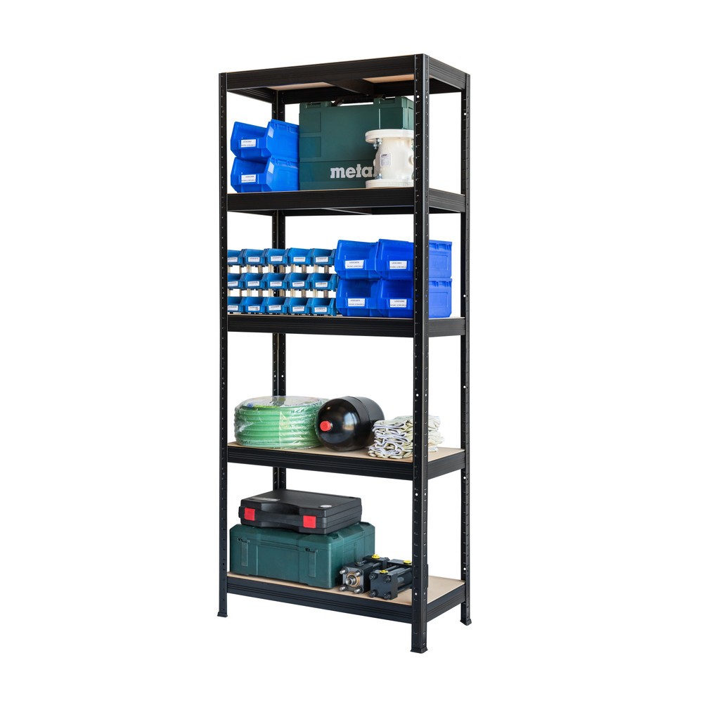 Produktabbildung Nr. 5: HEMMDAL Fachbodenregal Typ XS schwarz, Fachlast 150 kg, HxBxT 1.800 x 750 x 350 mm