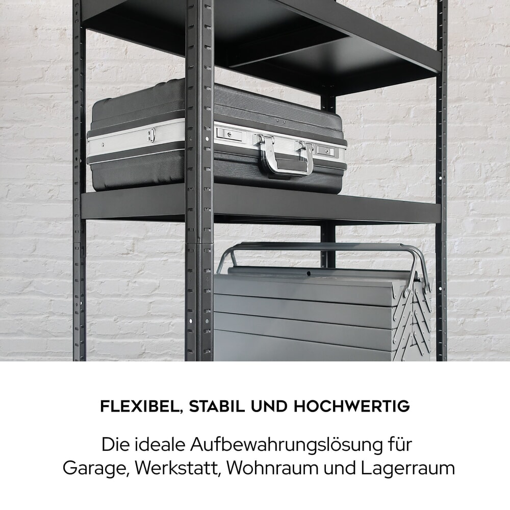 Termékkép száma 2: HEMMDAL fém dugaszolható állvány, rekeszterhelés 130 kg, Ma x Szé x Mé 1800 x 900 x 400 mm, fekete