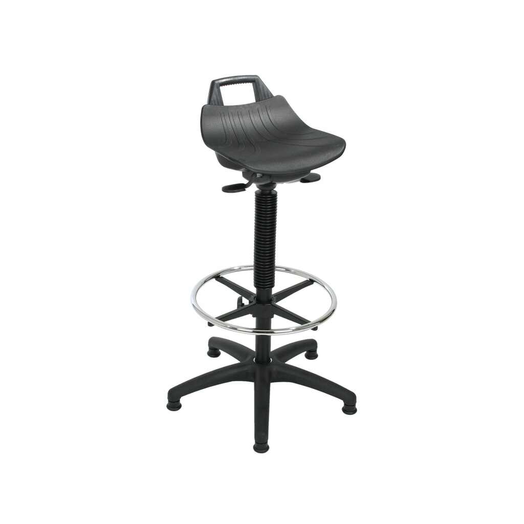 Produktabbildung: HEMMDAL Hocker Premium, PP-Sitz, Sitzhöhe 630-890 mm, Bodengleiter, Fußring