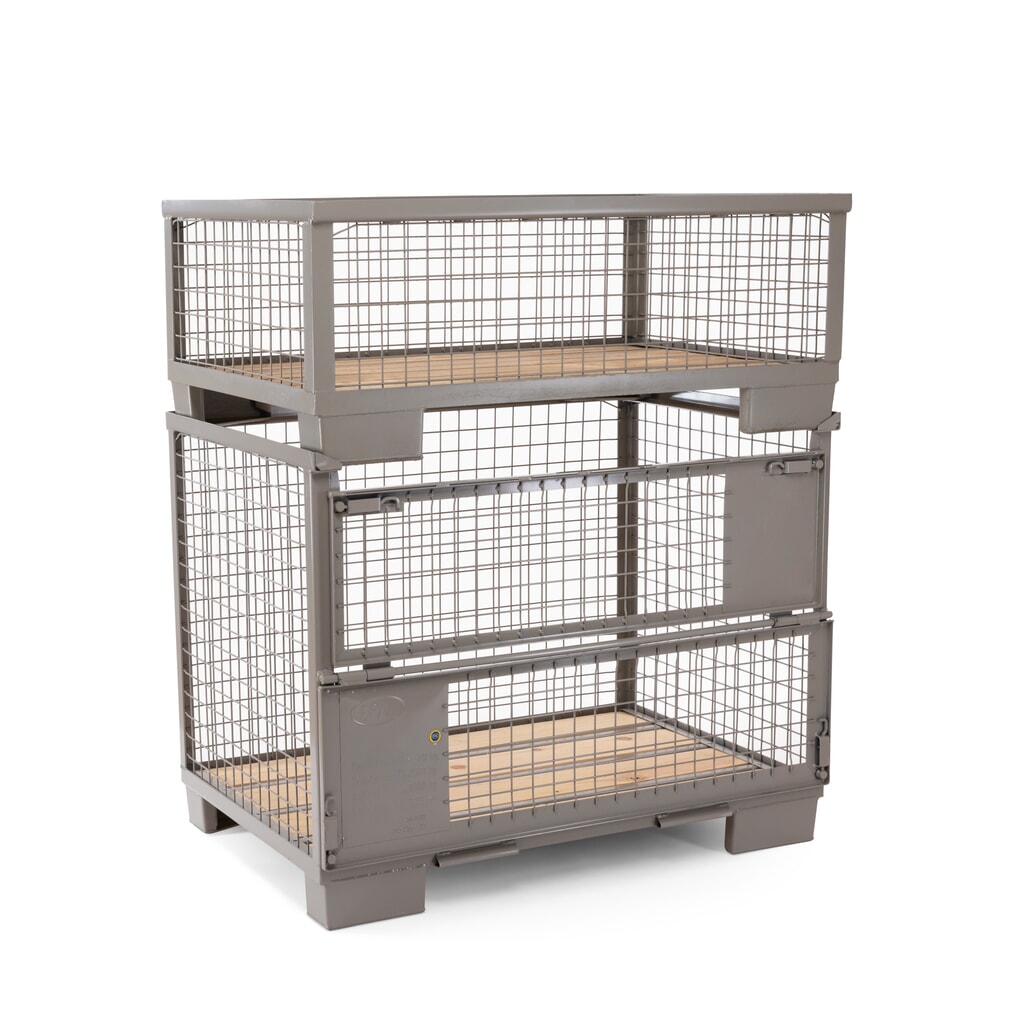 HEMMDAL Industrie-Gitterbox mit 4 festen Wänden, HxBxT 500 x 1.240 x 835 mm, steingrau Produktabbildung Nr. 3: HEMMDAL Industrie-Gitterbox mit 4 festen Wänden, HxBxT 500 x 1.240 x 835 mm, steingrau