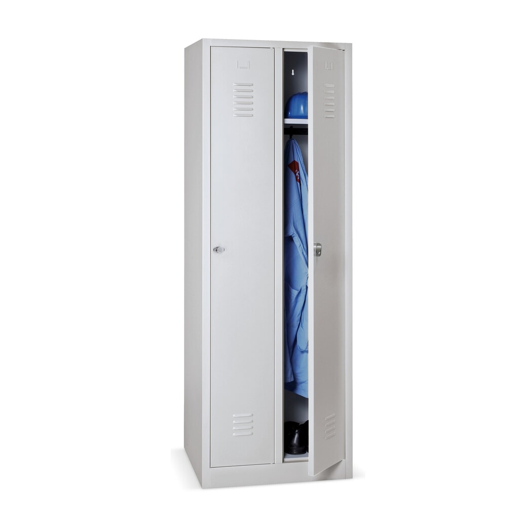 HEMMDAL Kleiderspind mit Sockel + Drehriegelverschluss, 2 Abteile, HxBxT 1.800 x 600 x 500 mm Produktabbildung: HEMMDAL Kleiderspind mit Sockel + Drehriegelverschluss, 2 Abteile, HxBxT 1.800 x 600 x 500 mm