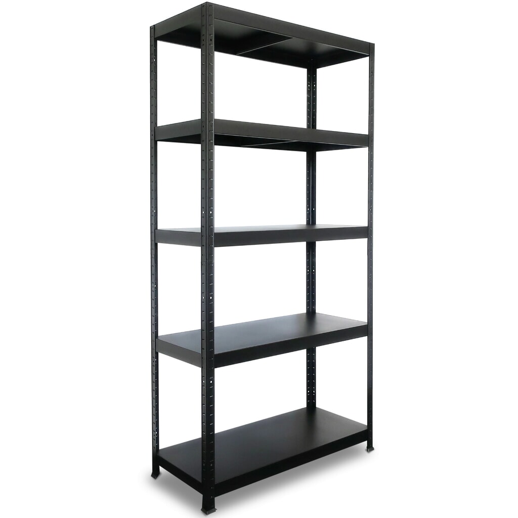 HEMMDAL Fachbodenregal schwarz, Fachlast 130 kg, HxBxT 1.800 x 900 x 400 mm Produktabbildung: HEMMDAL Fachbodenregal schwarz, Fachlast 130 kg, HxBxT 1.800 x 900 x 400 mm