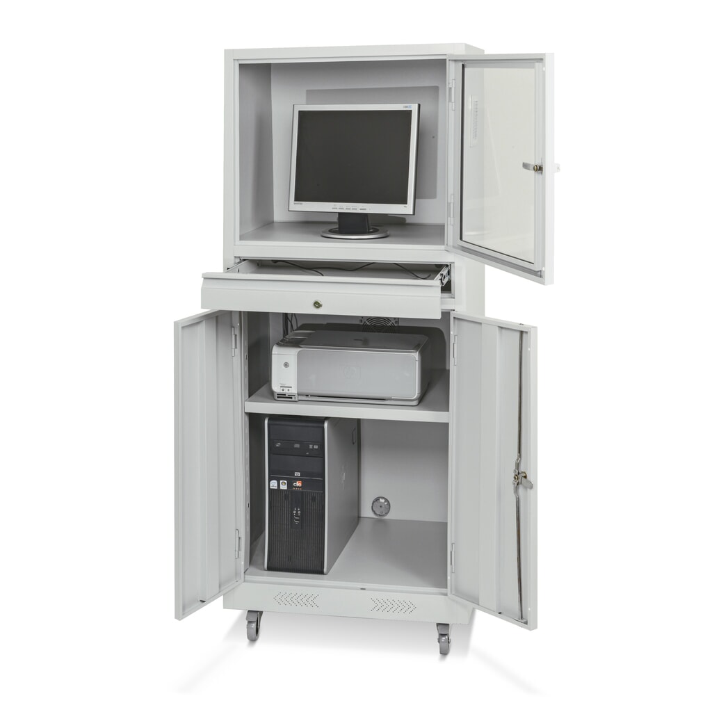 HEMMDAL Mobiler Computerschrank, HxBxT 1.700 x 680 x 600 mm Produktabbildung: HEMMDAL Mobiler Computerschrank, HxBxT 1.700 x 680 x 600 mm