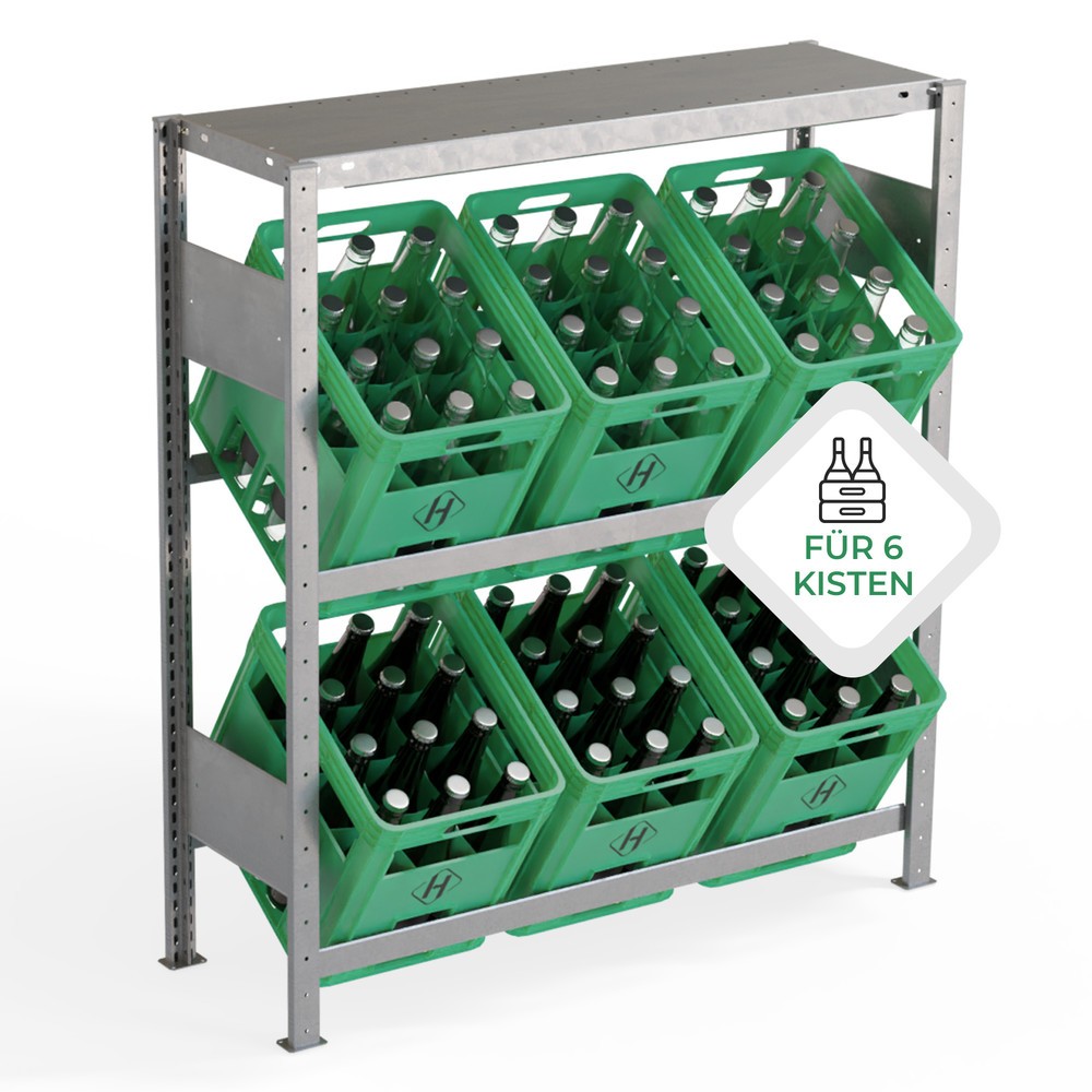 Produktabbildung: HEMMDAL PRO Getränkekistenregal, verzinkt – für 6 Kästen – Made in Germany