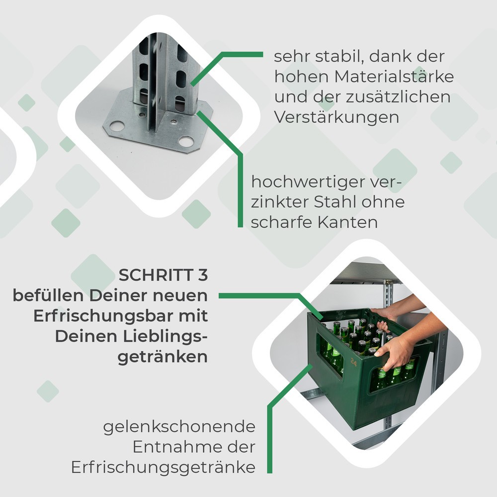 Produktabbildung Nr. 7: HEMMDAL PRO Getränkekistenregal, verzinkt – für 6 Kästen – Made in Germany
