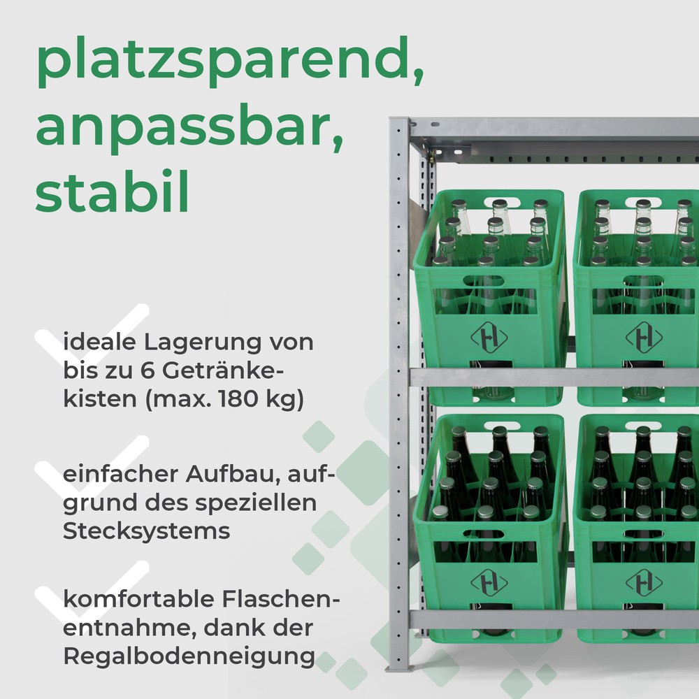 Produktabbildung Nr. 4: HEMMDAL PRO Getränkekistenregal, verzinkt – für 6 Kästen – Made in Germany