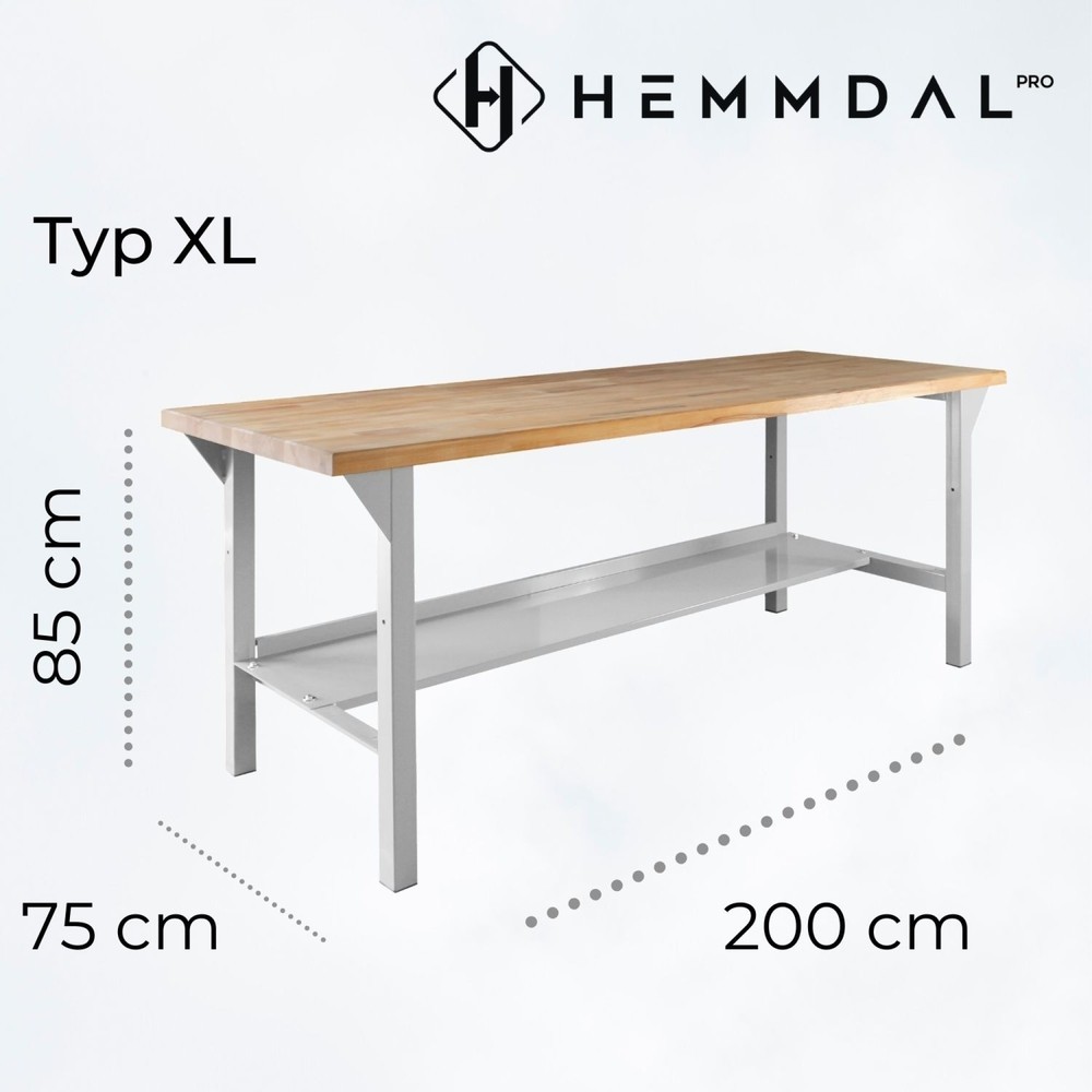 Produktabbildung Nr. 2: HEMMDAL PRO Werkbank Typ XL, bis 300 kg – 200 x 85 x 75 cm – Arbeitstisch Made in EU