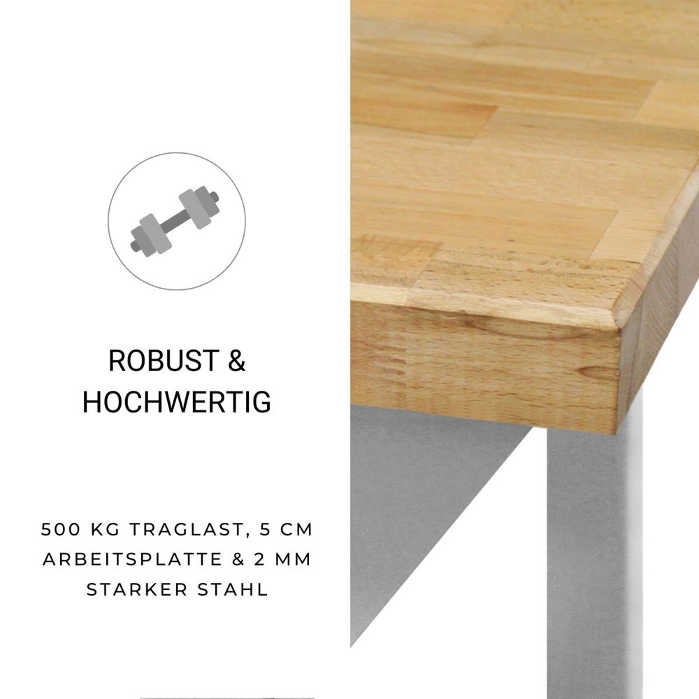 Produktabbildung Nr. 3: HEMMDAL HEMMDAL PRO Werkbank Typ L, bis 300 kg – 150 x 85 x 75 cm – Arbeitstisch Made in EU