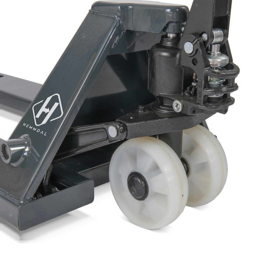 Termékkép száma 4: HEMMDAL PTM 2.0 kézi emelőkocsi, 2000 kg teherbírás, 1150 mm villahossz, nylon/nylon kerekek, egyszeres görgő