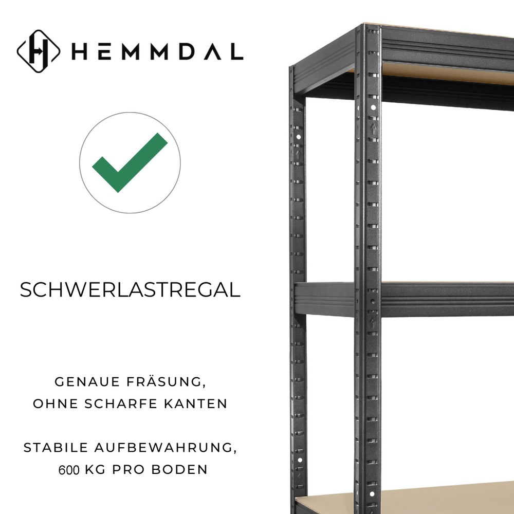 N° de l'image du produit 2 : HEMMDAL Rayonnage pour charges lourdes Type L, gris graphite – 177 x 160 x 60 cm – jusqu'à 2 400 kg