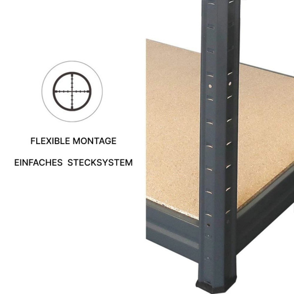 N° de l'image du produit 4 : HEMMDAL Rayonnage pour charges lourdes Type L, gris graphite – 177 x 160 x 60 cm – jusqu'à 2 400 kg
