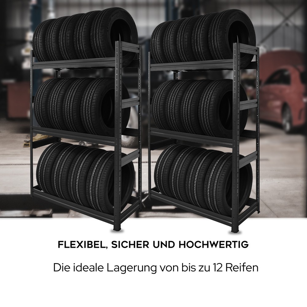 N° de l'image du produit 2 : HEMMDAL Rayonnage pour pneus, anthracite – pour 12 pneus – Rayonnage pour charges lourdes made in EU