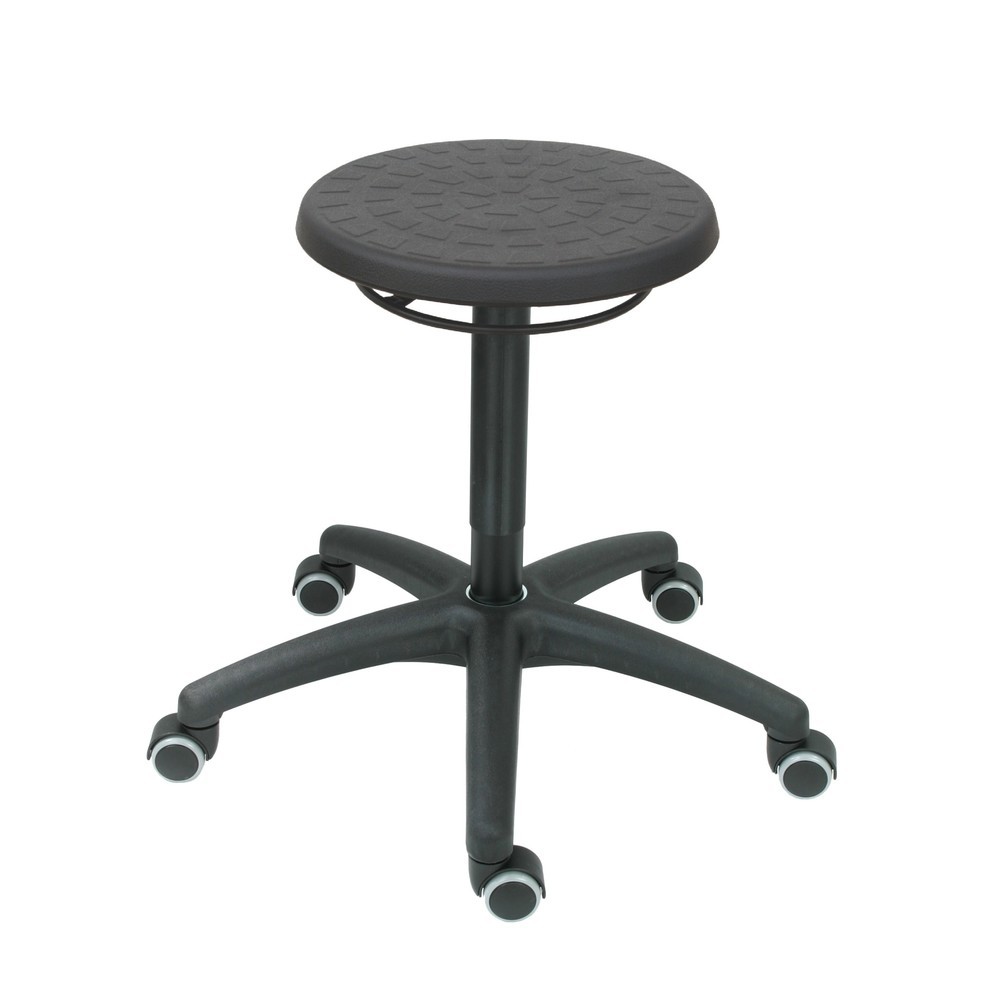 Produktabbildung: HEMMDAL Rundhocker, PU-Sitz, Sitzhöhe 460-650 mm, Rollen