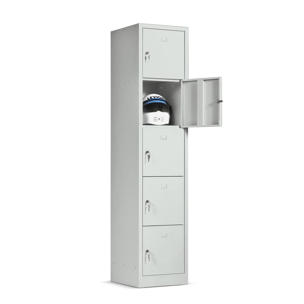 HEMMDAL Schließfachschrank, 1 x 5 Fächer, HxBxT 1.900 x 410 x 450 mm Produktabbildung Nr. 1: HEMMDAL Schließfachschrank, 1 x 5 Fächer, HxBxT 1.900 x 410 x 450 mm