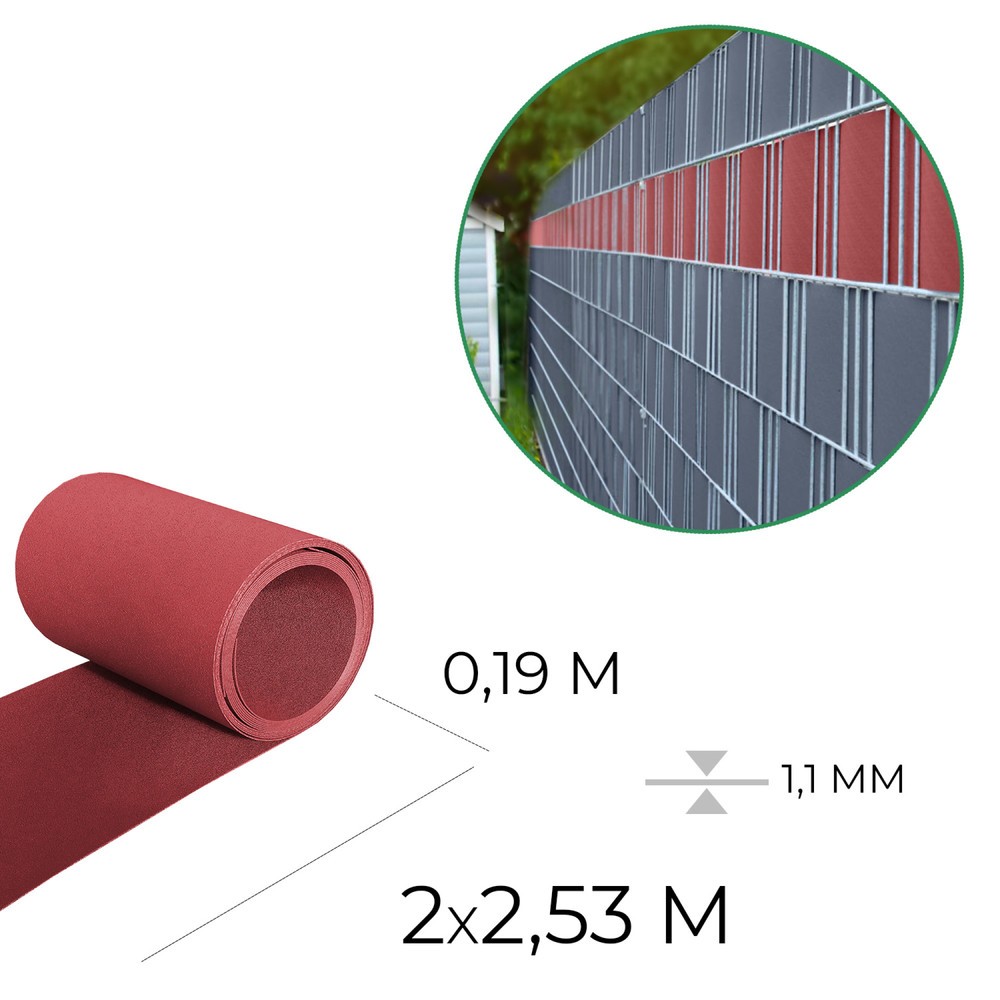 Produktabbildung Nr. 3: HEMMDAL Sichtschutzstreifen, bordeaux – 2 x 2,53 m – Zaun-Designelement