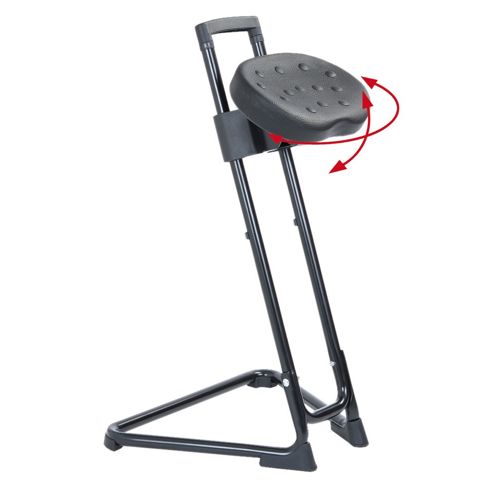 N° de l'image du produit 3 : Siège assis-debout HEMMDAL, siège confort pivotant et inclinable en PU, hauteur d'assise 600-850 mm, noir