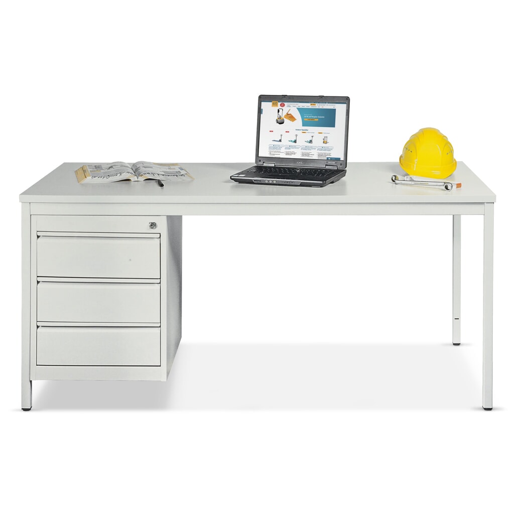 HEMMDAL Büro-Schreibtisch mit Stalhrohrgestell, mit Schubladenblock, HxBxT 760 x 1.600 x 800 mm Produktabbildung: HEMMDAL Büro-Schreibtisch mit Stalhrohrgestell, mit Schubladenblock, HxBxT 760 x 1.600 x 800 mm