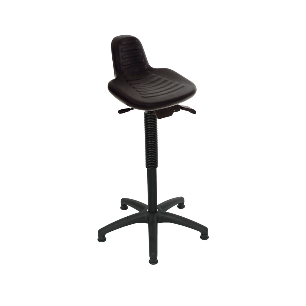 HEMMDAL Stehsitz, PU-Sitz mit Rückenstütze + Tragegriff, Sitzhöhe 580-840 mm, Bodengleiter Produktabbildung: HEMMDAL Stehsitz, PU-Sitz mit Rückenstütze + Tragegriff, Sitzhöhe 580-840 mm, Bodengleiter