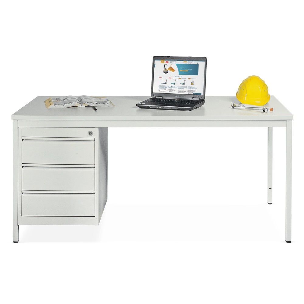 Illustration du produit: Bureau HEMMDAL avec structure en acier tubulaire, avec bloc-tiroirs, haut. x larg. x prof. 760 x 1 600 x 800 mm