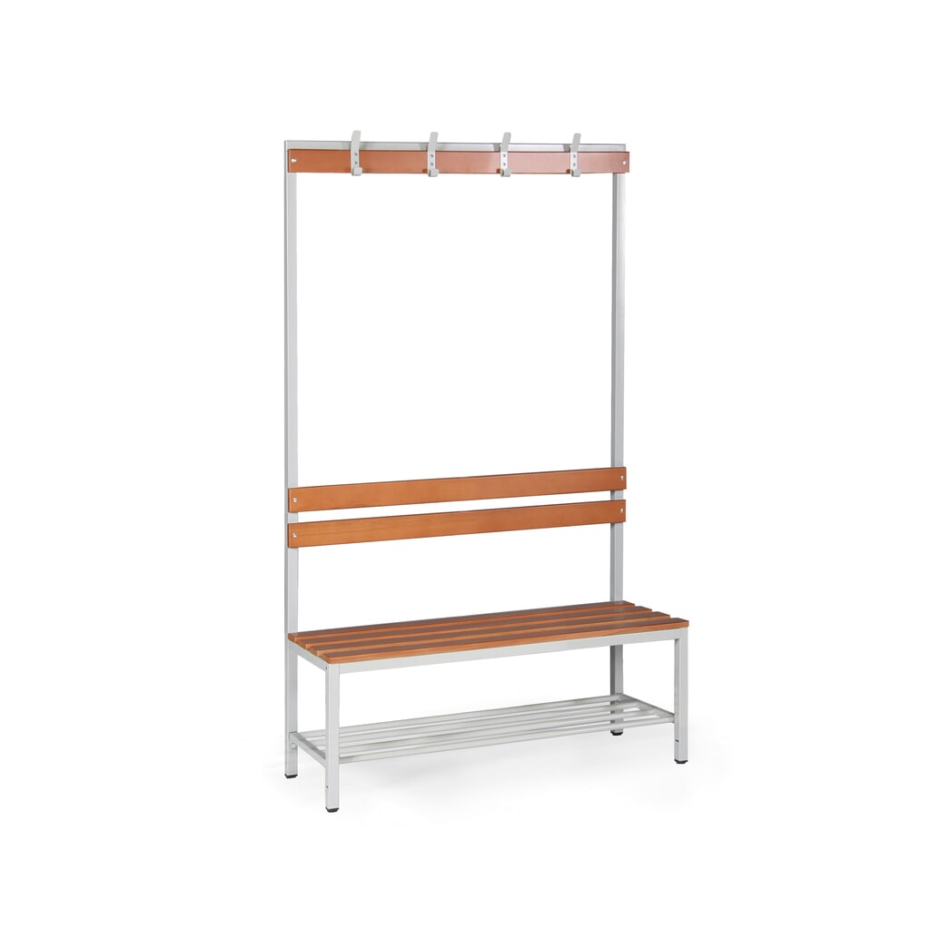 Produktabbildung: HEMMDAL Umkleidebank, 1-seitig, Länge 1.200 mm, 4 Haken